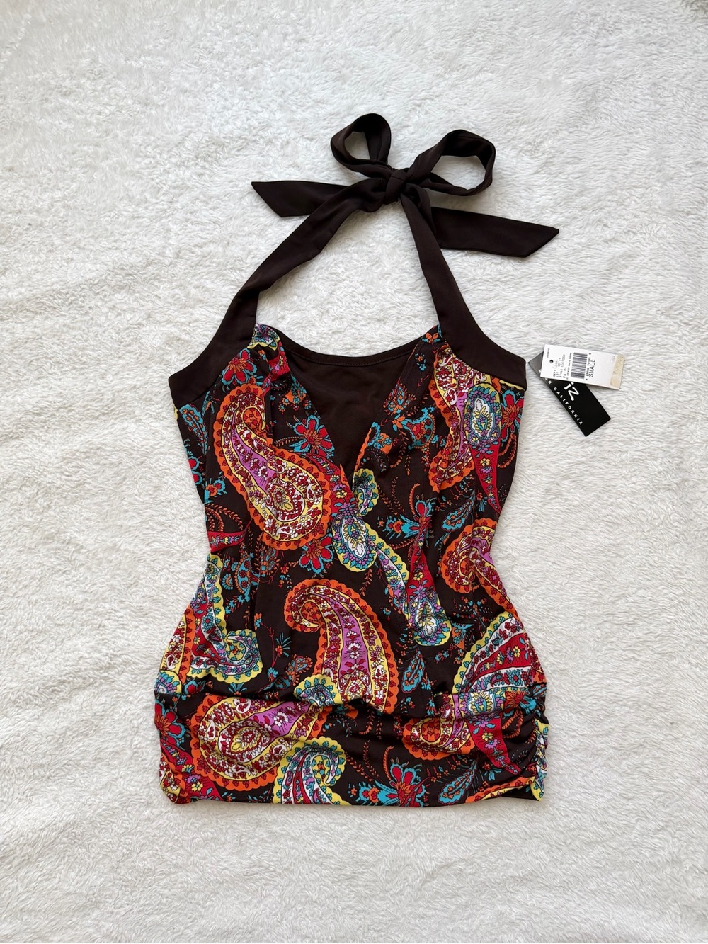 NWT Early 2000s IZ Byer California boho paisley halter